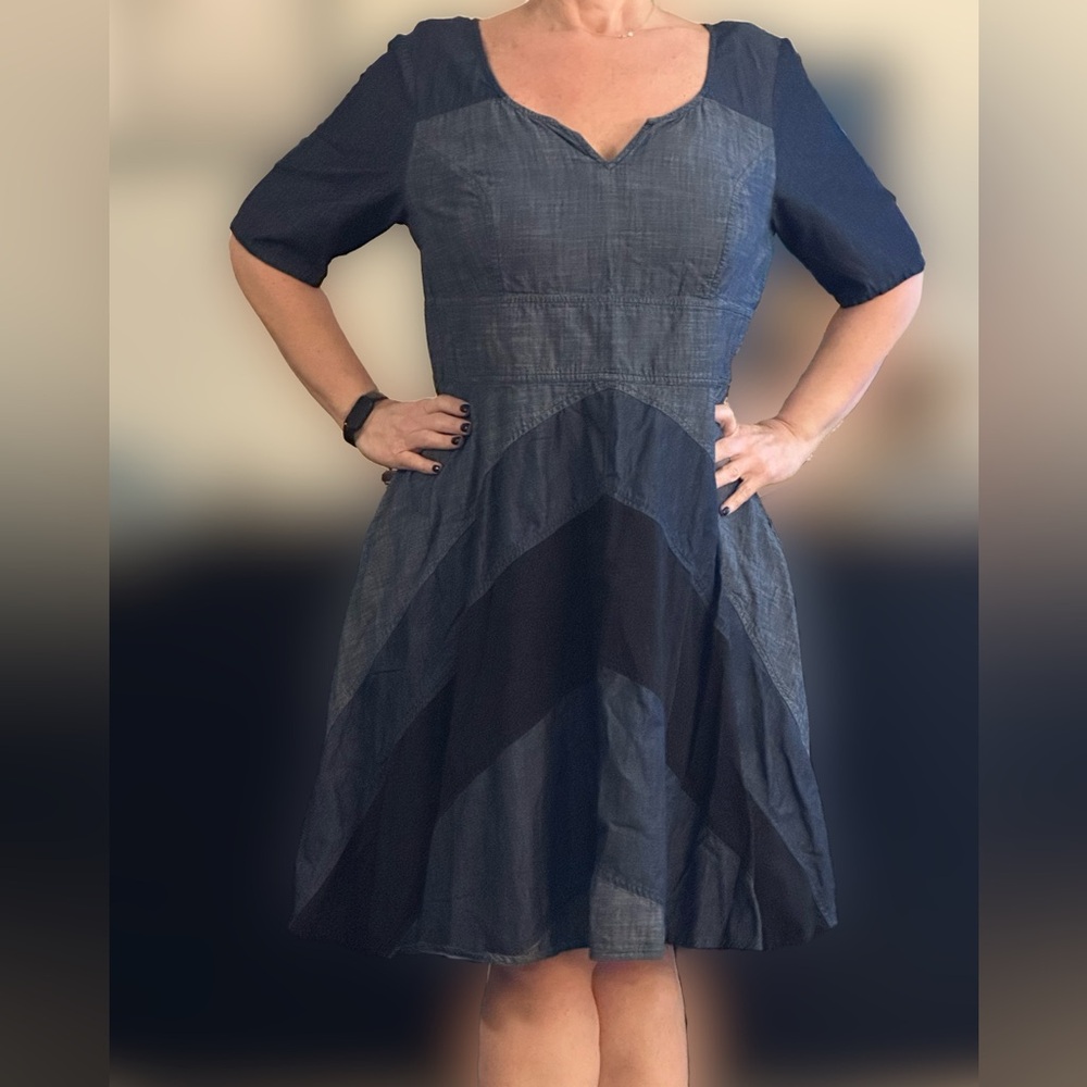 Eshakti chambray and Black dress 2X 20W - lightweight and fun!